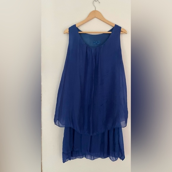silk blend made in italy royal  Blue Sleeveless Dress - Picture 4 of 7